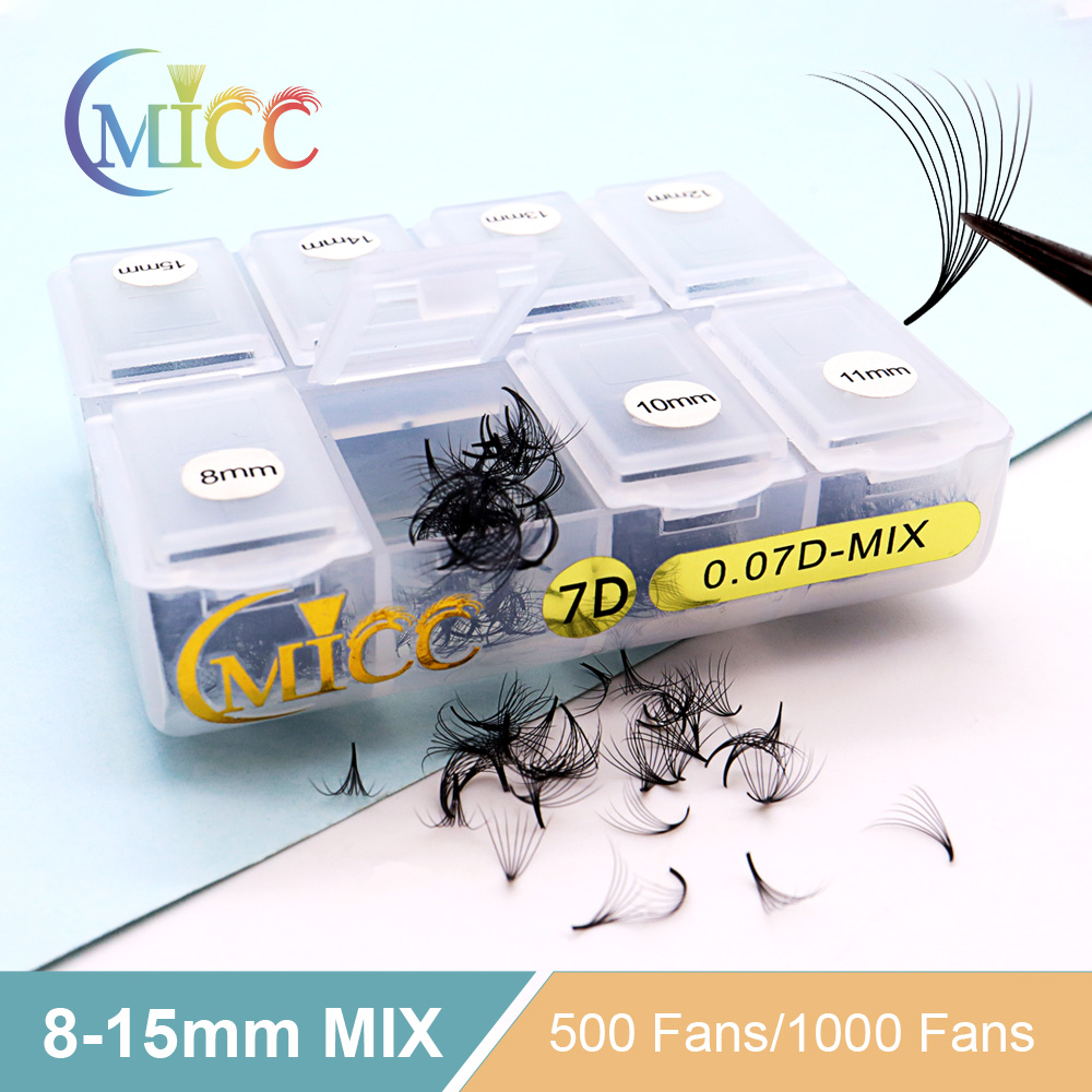 Eyelash Extension Medium - Cmicc 500/1000Wentylatorów Mieszane Długości Premade Slim